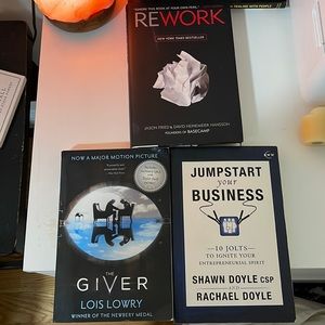 3 books by Shawn Doyle and Rachel Doyle, Lois Lowry, Jason Fried